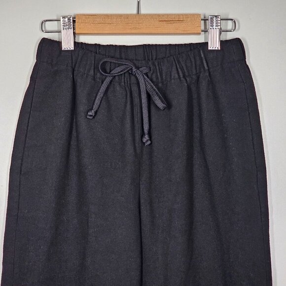 The Group Babaton Drawstring Elastic Waist Flannel Pants Straight Leg Black XXS - Picture 3 of 12